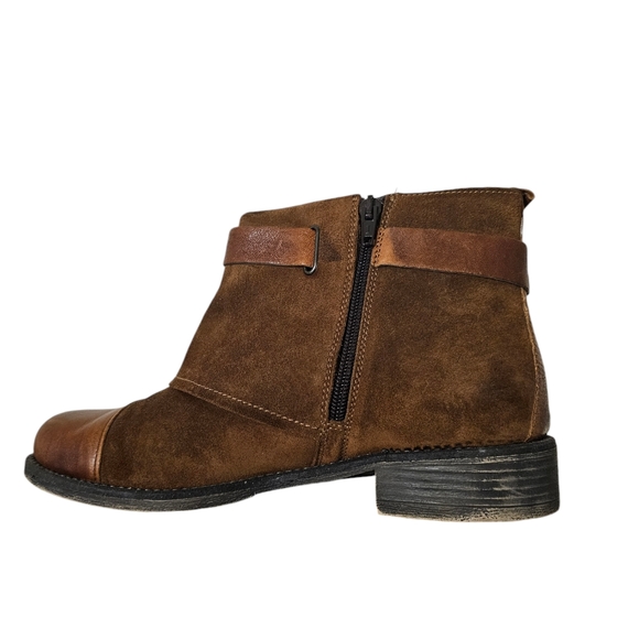 Boutique9 Women's Suede/Leather Belted Booties. Size 9,5. Color Brown. - Picture 2 of 6